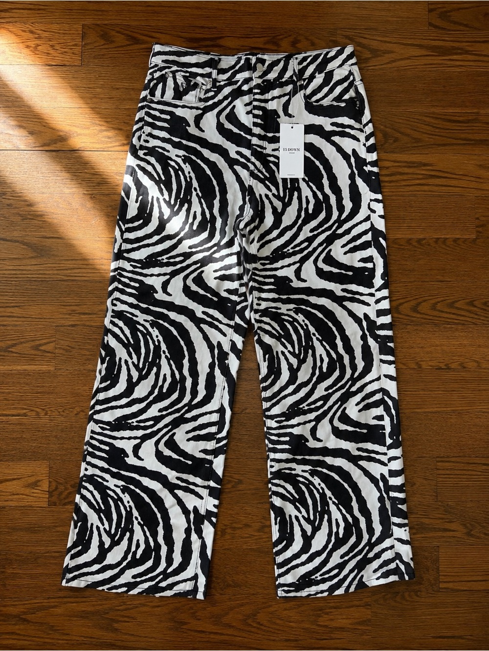 Lis Bonne Atelier Black & White Zebra Print Jeans Sz 12 NWT